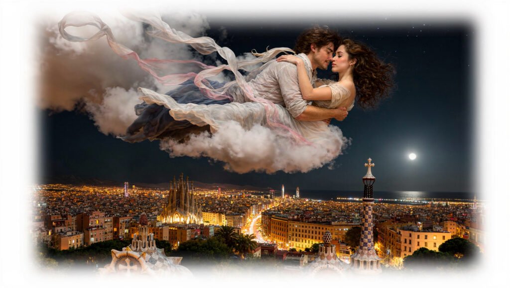 The dreamy night of Barcelona. 