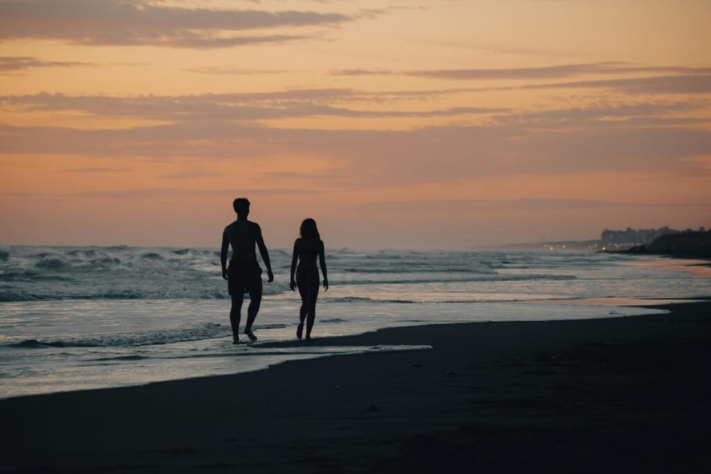 Walking in the Mediterranean sea at night